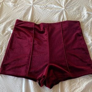 Hi-waisted velvet shorts size Med. stretchy. Comfy.